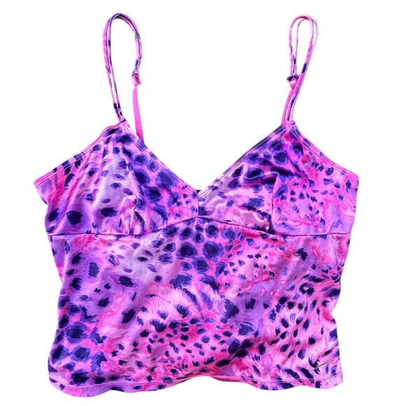 Vintage Y2K Frederick's of Hollywood Babydoll Leopard Print Cami L Stretch Satin - Picture 1 of 8